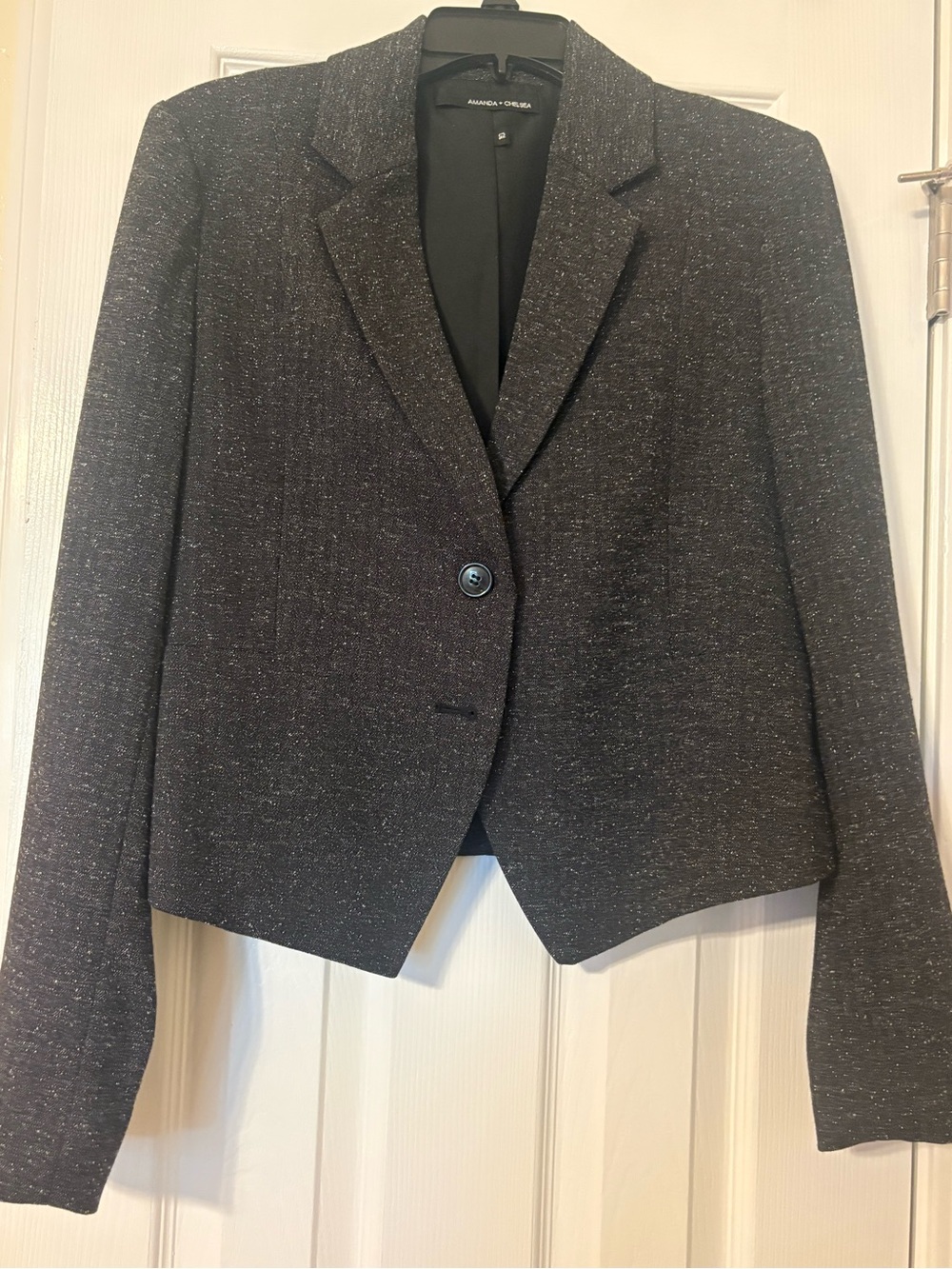 Amanda & Chelsea Black Tweed look. Open Blazer